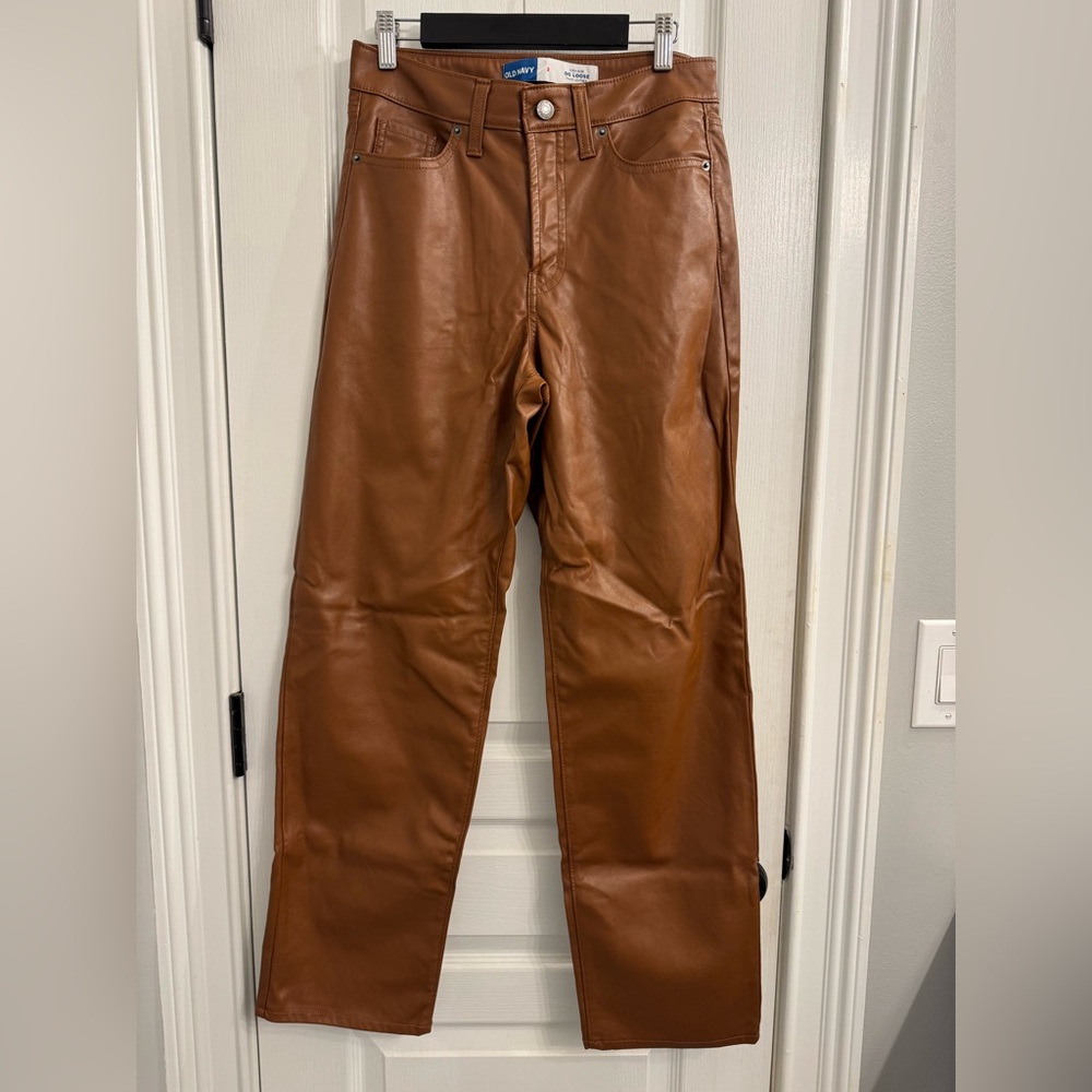 Old Navy Brown Straight Leg Pants with Sleek Finish